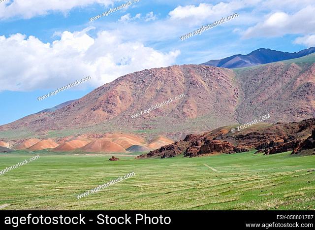 Mongolian mountain natural landscapes near lake Tolbo-Nuur in north Mongolia