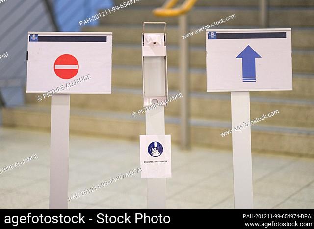 11 December 2020, Lower Saxony, Wolfsburg: A person guidance system is located in the vaccination centre at the Congress Park
