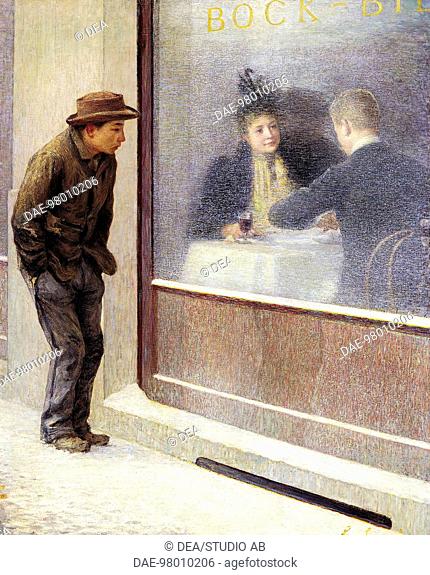 Reflections of a Hungry Man or Social Contrasts, 1893, by Emilio Longoni (1859-1932), oil on canvas, 190x155 cm.  Biella, Museo Civico (Archaeological