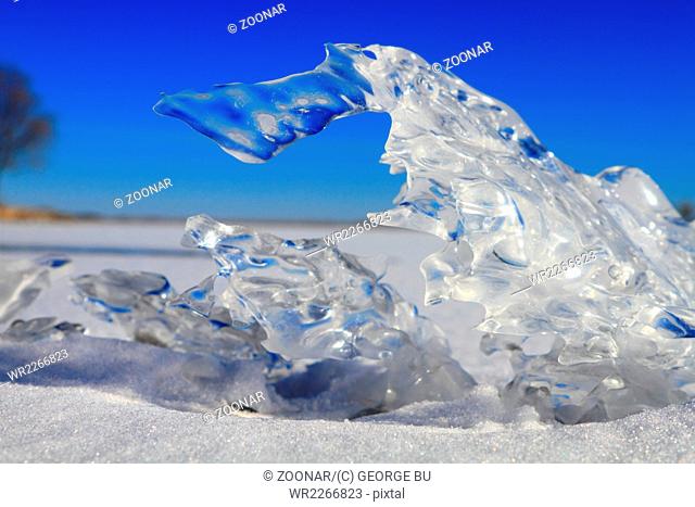 Backrounds and textures - fragments of ice and snow on the frozen lake