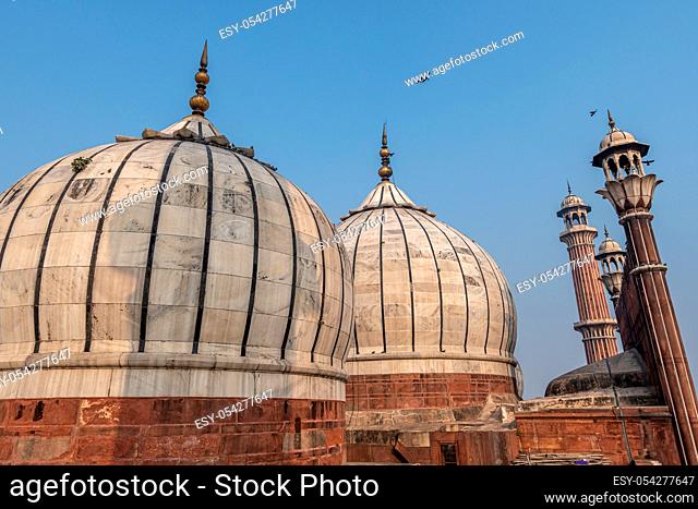 jama masjid mosque domes taken close up. New Delhi, India