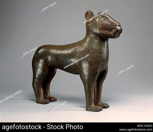 Figure: Leopard. Date: 1550-1680; Geography: Nigeria, Court of Benin; Culture: Edo peoples; Medium: Bronze; Dimensions: H. 15 1/2 x W. 5 x D
