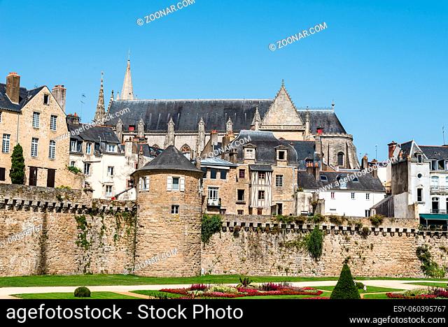 Cityscape of the old town of Vannes in Brittany, France