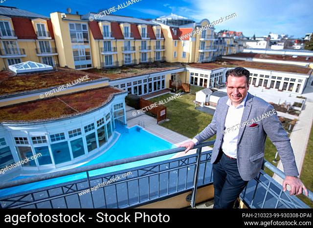 22 March 2021, Mecklenburg-Western Pomerania, Bansin: The managing director of the hotel ""Zur Post"" in the seaside resort of Bansin, Sebastian Ader