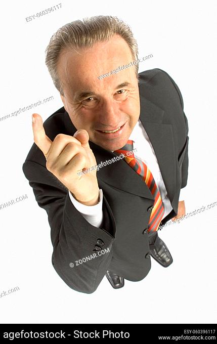 angry senior businessman - showing finger