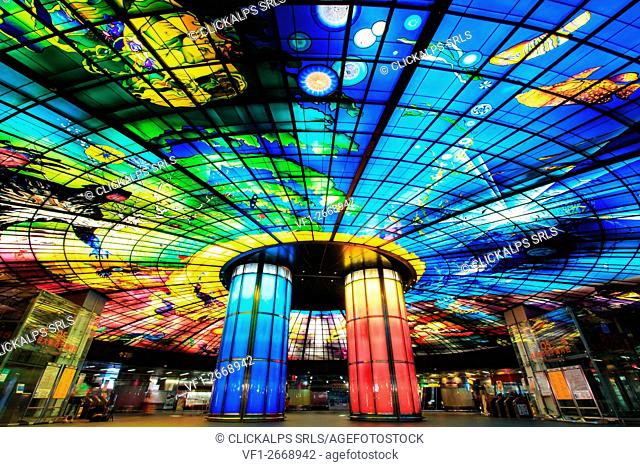 Kaohsiung, Taiwan. The Dome of Light at Formosa Boulevard Station, the central station of Kaohsiung subway system in Kaohsiung City