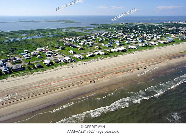Oil booms on the beach at Grand Isle. Jefferson Parish, Louisiana. July 2010