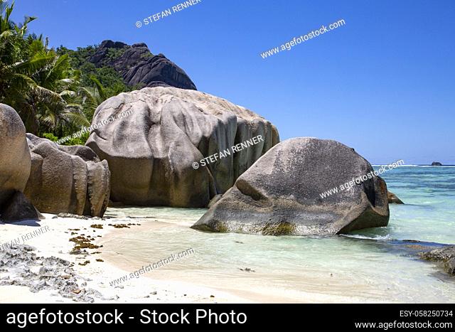 Bay on lonely beach in the Seychelles