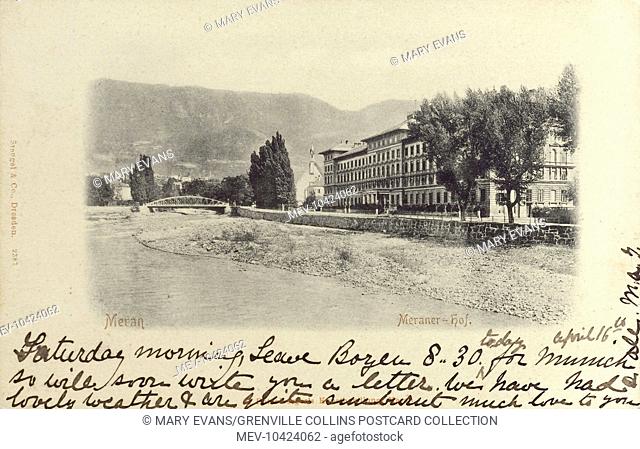 Merano, Italy - General View. After World War I, Meran became part of Italy with the rest of the southern part of the County of Tyrol