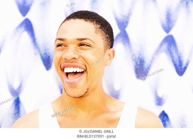 Close up of African American man smiling