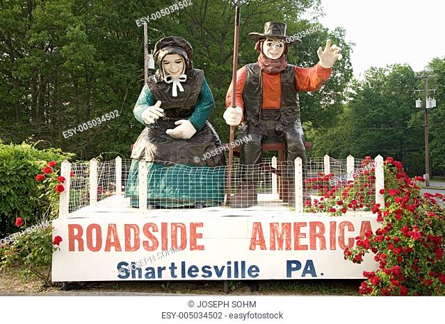 Figures wave in roadside display at Roadside America in Shartlesville, Pennsylvania