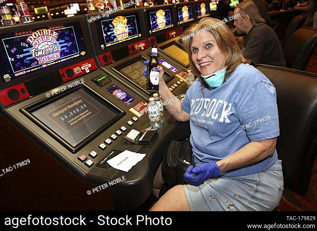 Las Vegas, NV - June 4, 2020: Beth Toy Wins $4000 during the Grand Re-Opening of Red Rock Casino Resort & Spa at 12:01 AM on June 4, 2020 in Las Vegas, Nevada