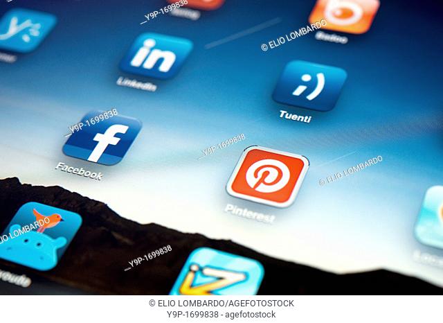 Social Network Icons on Ipad Display