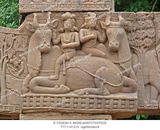 Carving at Sanchi Stupa No 1, Dakshini Toran Dwar, South gate Sanchi, Madhya pradesh, India