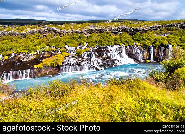 Hraunfossar series of waterfalls in Iceland