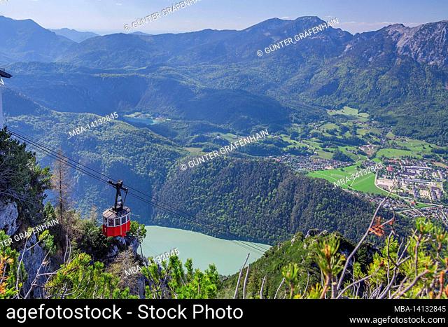 historic prediktstuhlbahn above the saalachtal, bad reichenhall, berchtesgaden alps, berchtesgadener land, upper bavaria, bavaria, germany