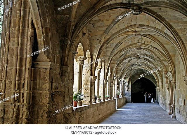 trapezoidal cloister of the Monastery of Vallbona de les Monges, s. XIII-XIV, Urgell, Catalonia, Spain