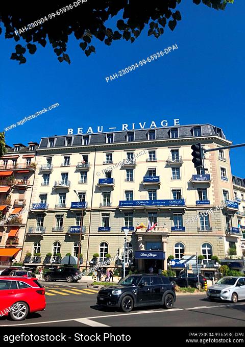 02 September 2023, Switzerland, Genf: The Hotel Beau-Rivage on the shores of Lake Geneva, where the Austrian Empress was assassinated in 1898