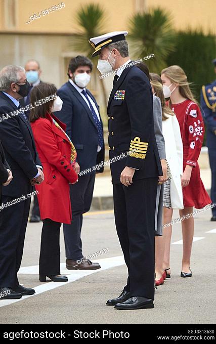 King Felipe VI of Spain, Queen Letizia of Spain, Crown Princess Leonor, Princess Sofia visit to Navantia Cartagena and launching ceremony of the S-81 Submarine...