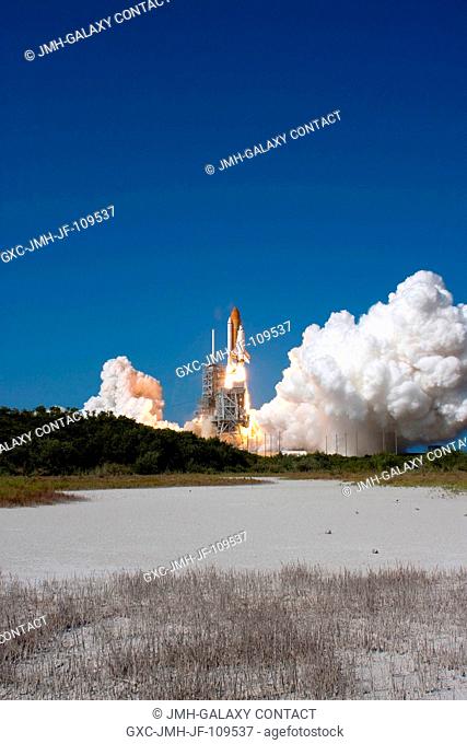 The Space Shuttle Discovery and its seven-member STS-124 crew head toward Earth-orbit and a scheduled link-up with the International Space Station (ISS)