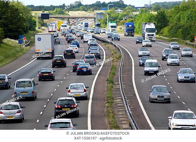 heavily congested motorway, The M40 in the UK