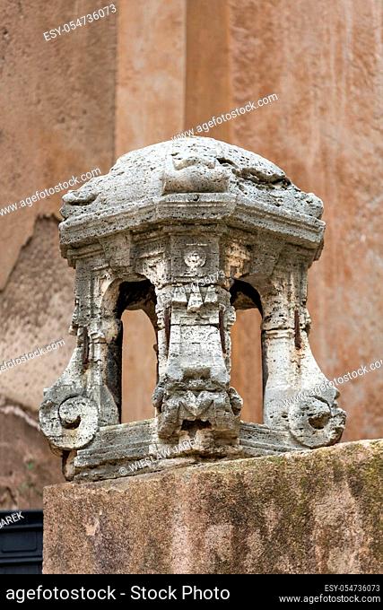 The architectural detail from the Honourable Courtyard in the Castle of Angel in Rome