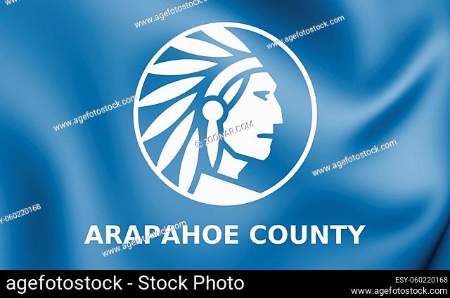 3D Flag of Arapahoe county (Colorado state), USA. 3D Illustration