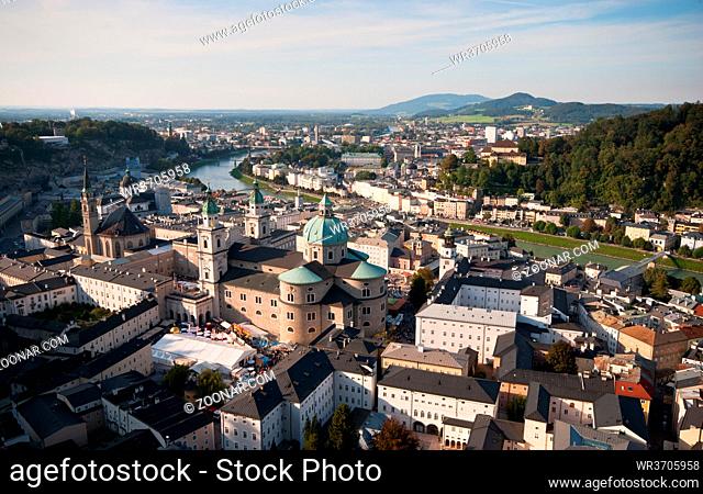 Cityscape of famous Salzburg tourist resort in Austria