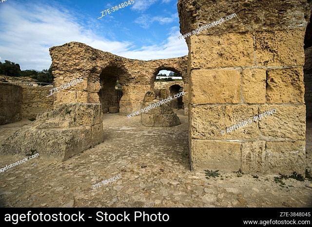 Arches in the Baths of Antoninus. Archeological Site of Carthage. Carthage, Tunisia, Africa