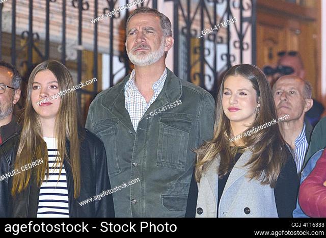 King Felipe VI of Spain, Crown Princess Leonor, Princess Sofia attends the performance of the Living Passion (a Festival of National Tourist Interest with 60...