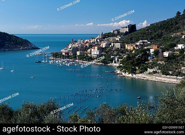 The townscape of Portovenere with its colorful houses. This typical ligurian village is situated in the Gulf of La Spezia, near the Cinque Terre