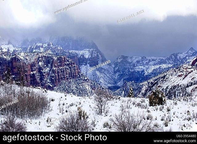 Fresh snow has fallen on the Kolob Terrace area in and around Zion National Park, Utah