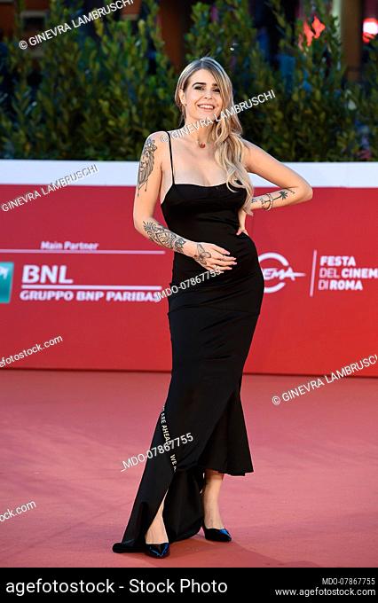 Italian influencer Ginevra Lambruschi at 15th Rome Film Fest. Red carpet Calabria, Terra Mia. Rome (Italy), October 20th, 2020