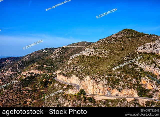 France, mountains of Alpes-Maritimes, Maritime Alps Mediterranean coast landscape, Provence-Alpes-Cote d'Azur region