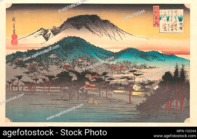 Vesper Bell at Mii Temple, Lake Biwa. Artist: Utagawa Hiroshige (Japanese, Tokyo (Edo) 1797-1858 Tokyo (Edo)); Period: Edo period (1615-1868); Date: ca