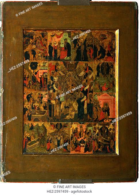 The Glorification of the Virgin (Akathist Hymn to the Most Holy Theotokos), Early 17th cen. Found in the collection of the State Tretyakov Gallery, Moscow
