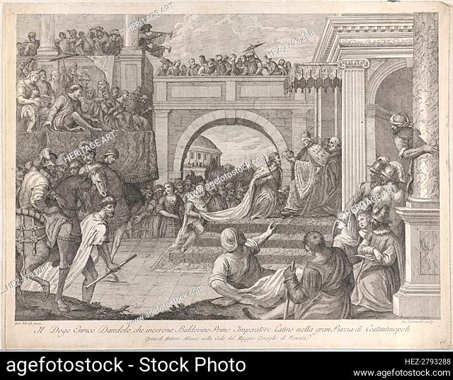 Doge Enrico Dandolo crowns Baldovino the first emperor of the Latin Empire of Constanti.., 1745-94. Creator: Giacomo Leonardis