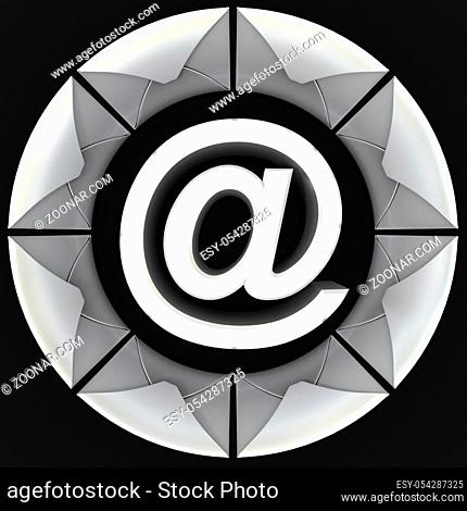E-mail concept 3d rendered isolated on black background