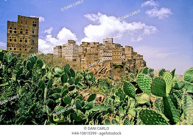 al Hajjarah, stone Fortress, 2.700m, Near Manakha, Yemen, Arabia, Orient, northern highland, fortress, village