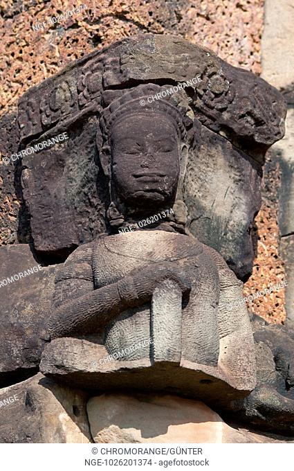 Bas-relief depicting a palace princess, Terrace of the Leper King, Angkor Thom, Angkor