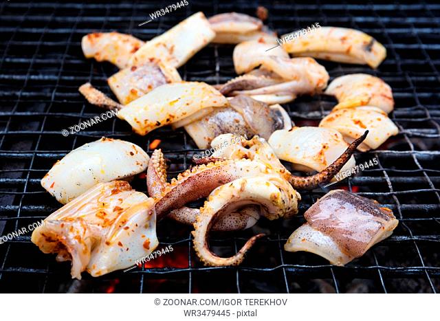 octopus is preparing on grill seafood