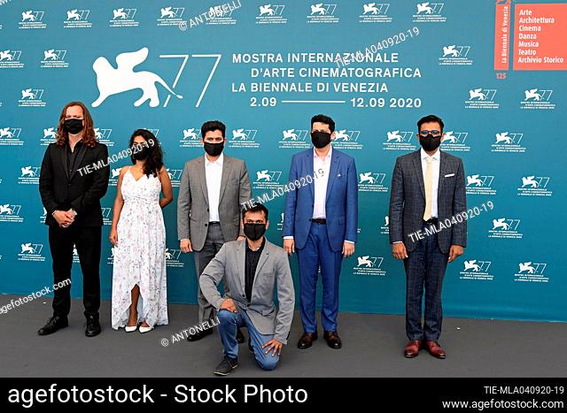 Director Chaitanya Tamhane, Aditya Modak, Michal Sobocinski (photography director), Pooja Talreja (production designer), Vivek Gomber (producer) during The...