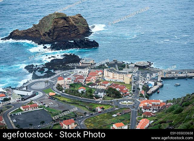 the Town of Porto Moniz on the Island of Madeira in the Atlantic Ocean of Portugal. Madeira, Porto Moniz, April, 2018