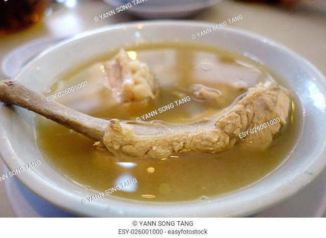 Singapore style pork and herbal soup, spicy peppery soup (bak kut teh)