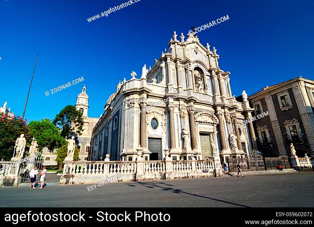 Piazza Duomo or Cathedral Square with Cathedral of Santa Agatha - Catania duomo in Catania, Sicily, Italy
