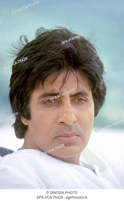 South Asian , Indian Bollywood Film Star Actor Amitabh Bachchan on film set in 1986 in India NO MODEL RELEASED