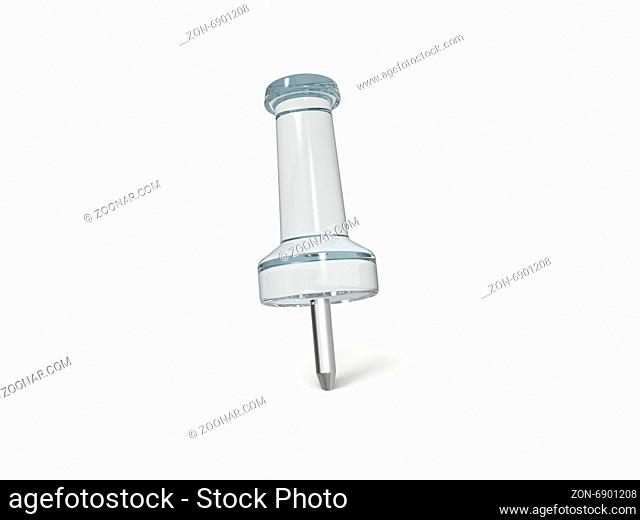 Blue transparency push pin, isolated on white background