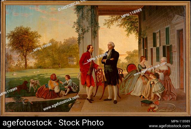 Washington and Lafayette at Mount Vernon, 1784 (The Home of Washington after the War). Artist: Thomas Pritchard Rossiter (1818-1871); Artist: Louis Remy Mignot...