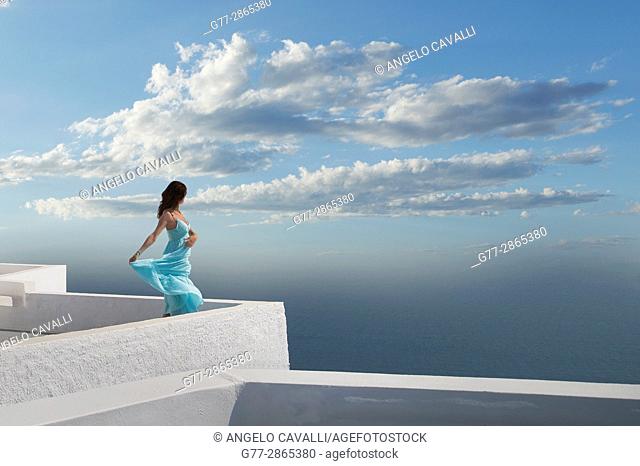 Woman, Santorini, Cyclades, Greece