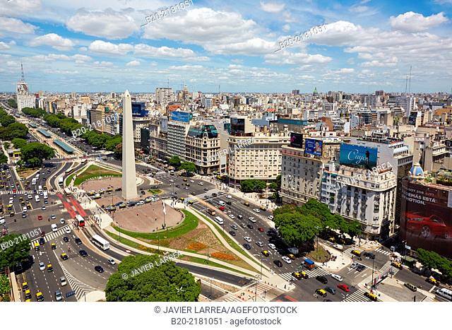 Obelisco. Avenida 9 de Julio. Buenos Aires. Argentina